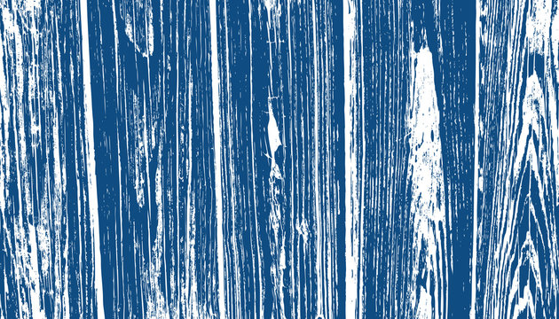 Classic Blue Weathered Wood Planks Vector Background. 2020 Color of the Year. Deep Blue and White Rustic Wood Grain Overlay Texture. Photography Backdrop. Textured Surface. © Artefficient