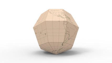 3d rendering of a polygon shape world map isolated in a studio background