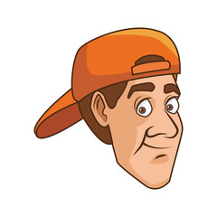 cartoon man wearing a orange cap icon, colorful design