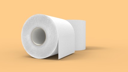 3d rendering of two toilet paper rolls isolated in a studio background