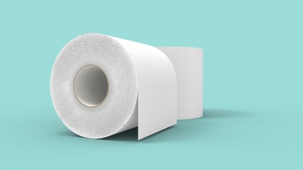 3d rendering of two toilet paper rolls isolated in a studio background