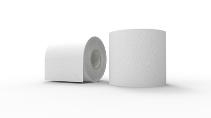 3d rendering of two toilet paper rolls isolated in a studio background