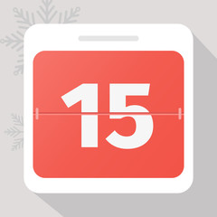 Calendar icon. Calendar Date with snowflakes. Number 15. Time management.