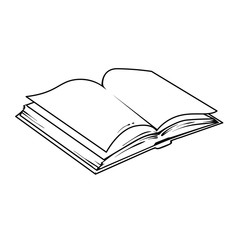 Vector line art of open book, vector illustration, hand drawn sketch of book