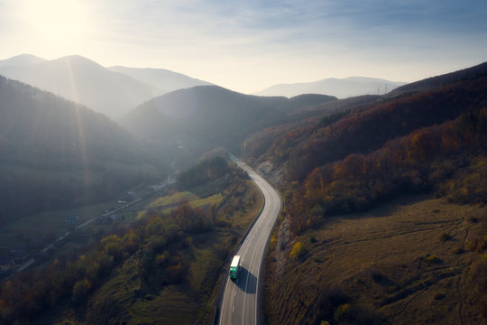 Truck moving on highway