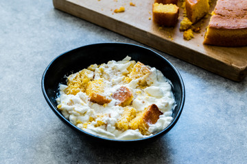 Traditional Black Sea Food Corn Bread with Yogurt / Yogurt Dogramasi