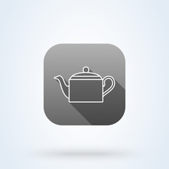 The teapot. Line art Tea symbol Simple vector modern icon design illustration.