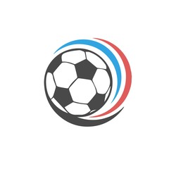 Soccer football logo icon with swoosh design.