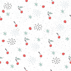 Seamless Pattern with Cute Cherries on cute background