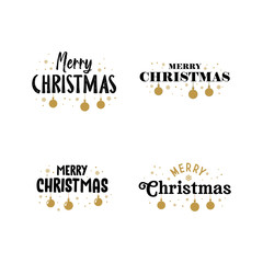 Merry Christmas, typography lettering badge emblems collection. Vector Xmas design for postcard, invitation, greeting card.