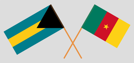 Crossed flags of Cameroon and Bahamas