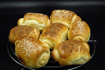 hot cross buns with sesame seeds