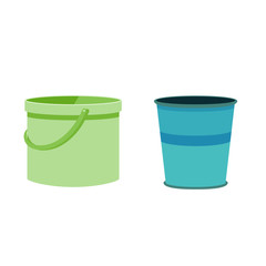 Vector flat cartoon two bucket, metal bucket, plastic bucket, vector illustration isolated on white background