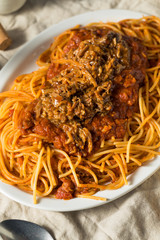 Homemade Pulled Pork Barbecue Spaghetti