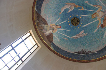 chapel in an american military cemetery in colleville-sur-mer in normandy (france)