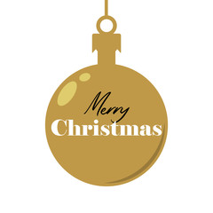 Merry Christmas on Xmas ball tree decoration. Vector Lettering, decorative template for seasonal greeting card.