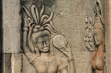 Fototapeta na wymiar Relief carved Apsaras