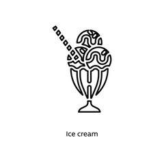 Ice cream linear icon vector illustration on white background