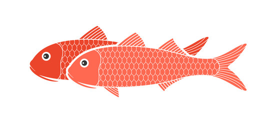 Red mullet logo. Isolated mullet on white background