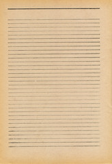 Aged paper texture background Lined letter writing paper or old vintage blank page of notebook