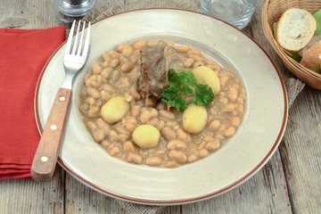 plate of cassoulet with duck confit