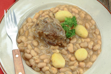 plate of cassoulet with duck confit