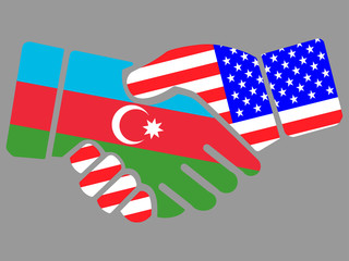 Azerbaijan and USA flags Handshake vector