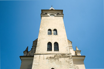 Obraz premium Facade of old catholic church of Saint Nicolas in Rogatin town. Ivano-Frankivsk region, Ukraine