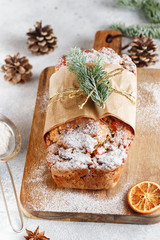 Stollen is fruit bread of nuts, spices, dried or candied fruit, coated with powdered sugar. It is traditional German bread eaten during the Christmas season. New year prep.