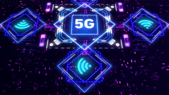 Latest mobile wireless technology. 5g symbol on futuristic background
