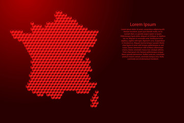 Obraz premium France map from 3D red cubes isometric abstract concept, square pattern, angular geometric shape, for banner, poster. Vector illustration.