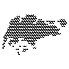 Singapore map from 3D black cubes isometric abstract concept, square pattern, angular geometric shape. Vector illustration.