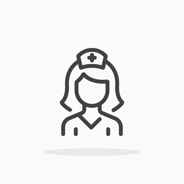 Nurse Icon In Line Style.