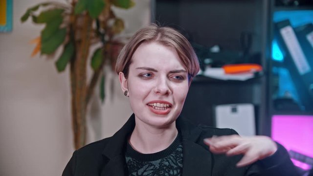 A young woman showing her disappointment