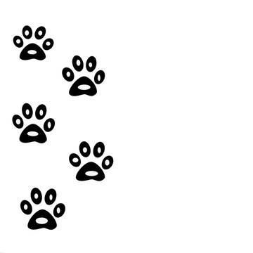 Paw prints of animals. Cat steps are drawn to decorate the backgrounds.