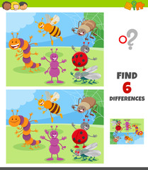 differences game with insects animal characters group