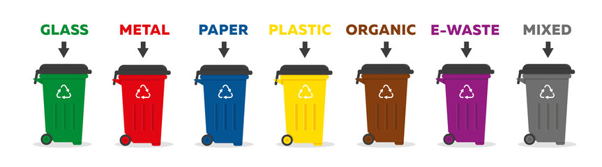 Containers for garbage of different types.