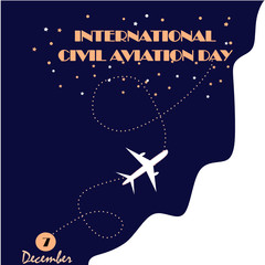 Abstract background for International Civil Aviation Day. Design Vector illustration. Vector illustration of a Banner for International Civil Aviation Day. 7 December. World aviation day vectors. Icon