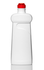 white plastic bottle with red cover isolated on white background