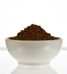 White bowl with instant coffee
