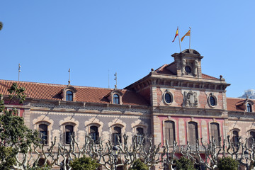 Detail of Decorated Facade of Public  Building with Flags 3472-039