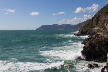 Fototapeta na wymiar Landscape near Riomaggiore in the National Park of Cinque Terre, Liguria, Italy.