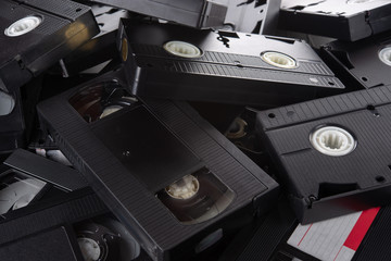 VHS videocassettes on the table
