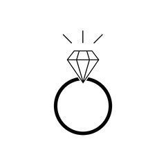 vector diamond ring icon on a white background