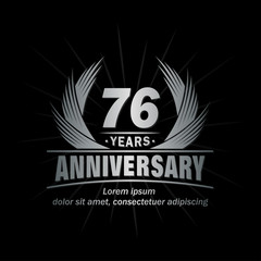 76 years logo design template. Anniversary vector and illustration template. 