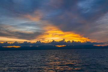 colorful dramatic sky with cloud at sunset