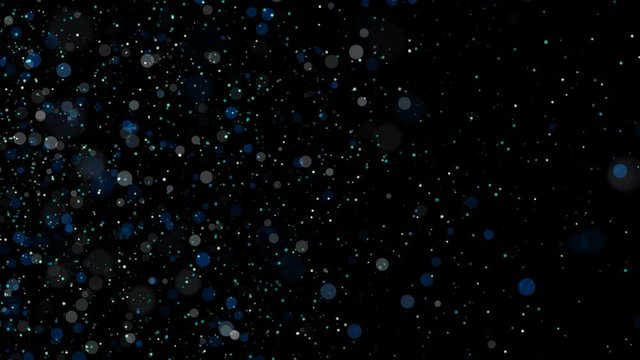 Beautiful transparency Alpha loopable abstract winter snow background with falling snowflakes and floating blurry glitter particles lights. 4K seamless loop video footage of the snowfall.