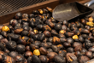Roasted chestnuts, typical dessert of the festival of All Saints in Catalonia