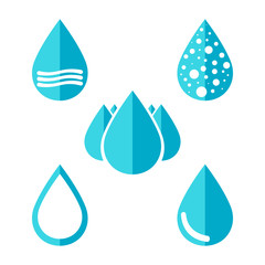 water drop icon set. blue simple flat vector illustration eps10 isolated on white background