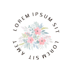 Logo template with watercolor flowers. Premade logotypes for entrepreneurs. Vector logo design